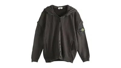Pre-owned Stone Island Men's  Casual Hooded Zip Up Hoodie Sweater In Lead Grey In Gray