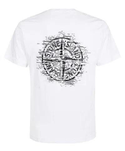 Pre-owned Stone Island Men's  Chest And Back Logo T-shirt In White