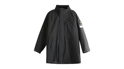 Pre-owned Stone Island Men's  Classic High Neck Long Coat In Black
