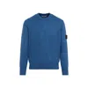 Stone Island Ribbed Cotton Crewneck Sweater In Blue