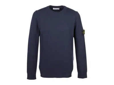 Pre-owned Stone Island Men's  Lambswool Crewneck Sweatshirt Sweater In Navy Blue