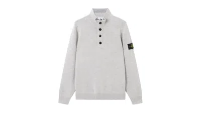 Pre-owned Stone Island Men's  Lambswool Half Zip Jumper In Dusty Grey In Gray