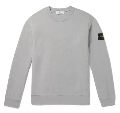 Pre-owned Stone Island Men's  Logo Appliquéd Mélange Cotton Jersey Sweatshirt In Grey In Gray