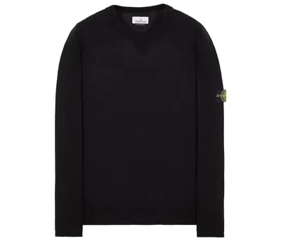 Pre-owned Stone Island Men's  Logo Appliqued Wool Sweater In Black