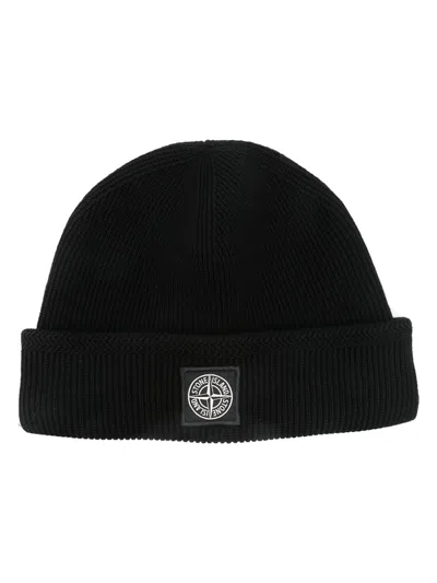 Pre-owned Stone Island Men's  Logo Beanie In Black