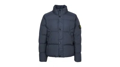 Pre-owned Stone Island Men's  Logo Patch High Neck Puffer Jacket In Navy Blue