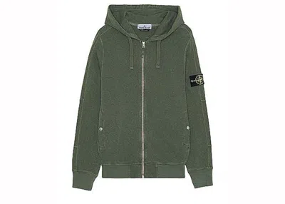 Pre-owned Stone Island Men's  Logo Patch Zipup Hoodie In Musk