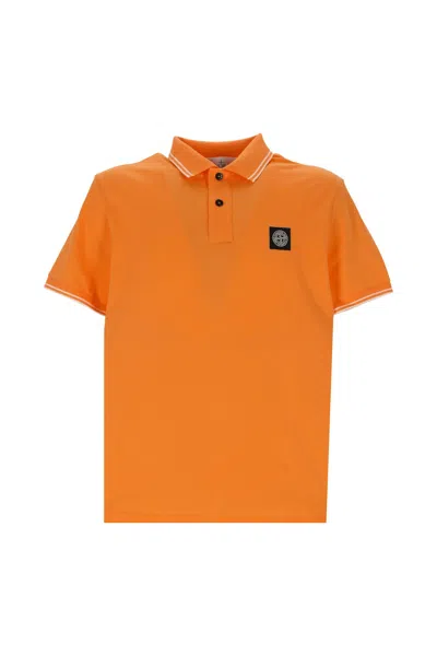 Pre-owned Stone Island Men's  Logo Poloshirt In Orange