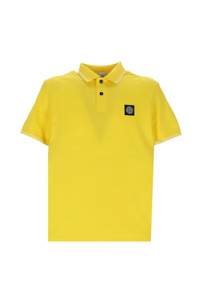 Pre-owned Stone Island Men's  Logo Poloshirt In Yellow