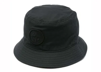 Pre-owned Stone Island Men's  Logo Print Fisherman Hat In Black