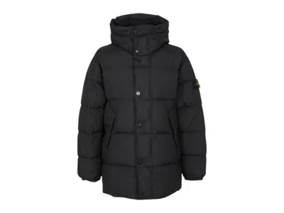 Pre-owned Stone Island Men's  Logo Zip Down Jacket In Black