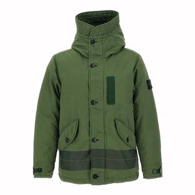 Pre-owned Stone Island Men's  Opaque Nylon Twill Downtc Jacket In Olive In Green
