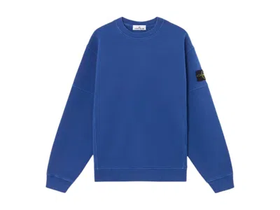 Pre-owned Stone Island Men's  Organic Cotton Diagonal Fleece Crewneck Sweatshirt In Blue