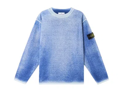 Pre-owned Stone Island Men's  Oversized Raw Hand Crewneck Sweatshirt In Blue