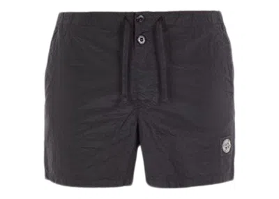 Pre-owned Stone Island Men's  Slim Fit Metal Nylon Swim Trunks In Black