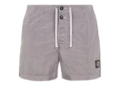 Pre-owned Stone Island Men's  Slim Fit Metal Nylon Swim Trunks In Dust