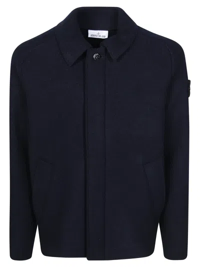 Stone Island Men's Stone-inspired Cardigan With Textured Knit In Blue