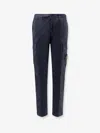 Stone Island Men Stretch Cotton Trousers With Iconic Logo Patch In Blue