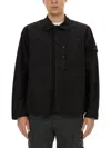 Stone Island Men's Stretch Cotton Twill Shirt In Black