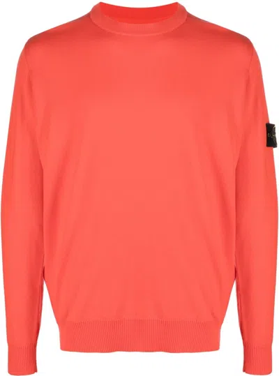 STONE ISLAND MEN'S SUNSET ORANGE WOOL JUMPER SWEATER
