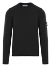 Stone Island Round-neck Jumper With Embossed Stitching In Black