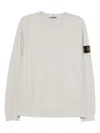 Stone Island Crew Neck Sweater With Distinct Logo Patch In White