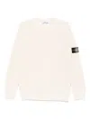 Stone Island Wool Blend Sweatshirt With Iconic Logo Patch And Timeless Design In White