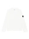 Stone Island Logo Cotton Crewneck Sweatshirt In White