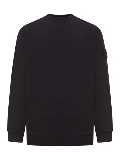 Stone Island Crew-neck Organic Cotton Sweatshirt In Black