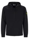 Stone Island Cotton Zip-up Hoodie In Navy
