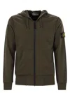 Stone Island Men's Sweatshirt With Zip And Drawstring Hood In Military Green