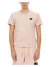Stone Island Logo Print Crew Neck T-shirt In Pink
