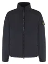 Stone Island Coat Technical Fabric Drawstring Adjustable In Black