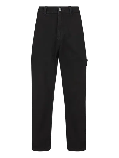 Stone Island Trousers Blue And Green In Black