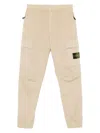Stone Island Tapered Fit Cotton Cargo Pants With Elasticated Waistband In Neutral