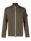 Stone Island Compass-motif Zip-up Sweatshirt In Olive