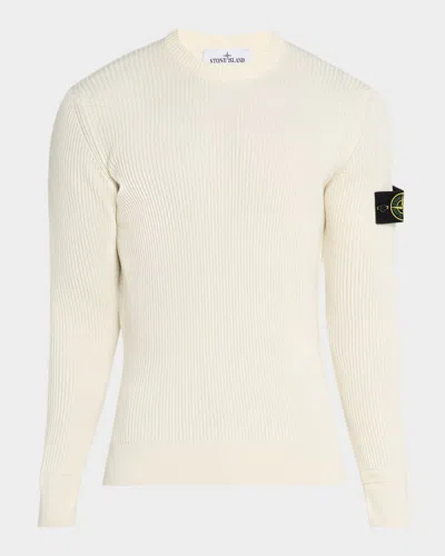 STONE ISLAND MEN'S VIRGIN WOOL RIB KNIT SWEATER