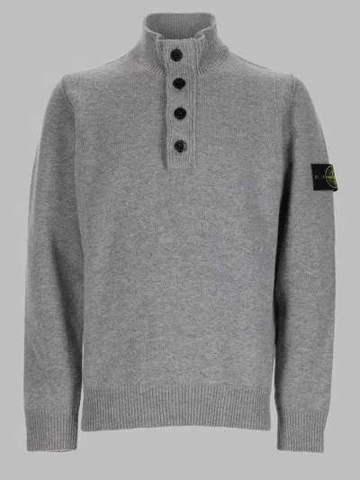 Stone Island Men's Wool Blend Half-zip Henley Sweater In Gray