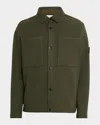Stone Island Men's Wool Blend Snap Front Overshirt In Green