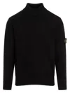 Stone Island Black 505a2 Winter Cotton Turtleneck In Black