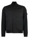 Stone Island Performance Twill Wool Bomber Jacket In Black