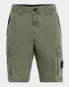 Stone Island Men's Worn-effect Cargo Shorts In Olive
