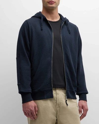 Stone Island Men's Zip Hoodie With Patch In Navy Blue