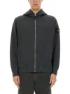 Stone Island Front Zip Closure Grey Zipper Hoodie