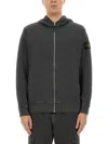 Stone Island Front Zip Closure Grey Zipper Hoodie