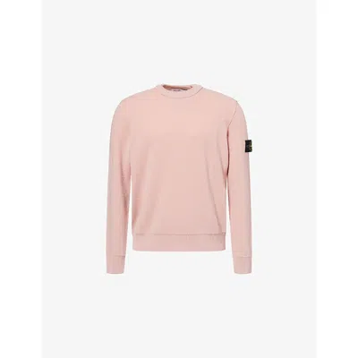 Stone Island Mens Antique Rose Textured-stitch Compass-badge Wool Jumper In Pink