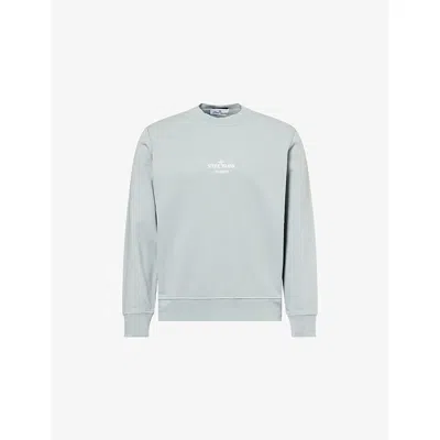 Stone Island Mens Ash Grey Archive-print Brand-print Cotton-jersey Sweatshirt In Blue