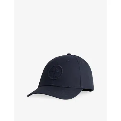 Stone Island Mens Black Brand-embroidered Cotton Baseball Cap In Blue
