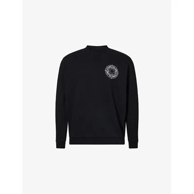 Stone Island Mens  Compass-print Crewneck Cotton-jersey Sweatshirt In Multi