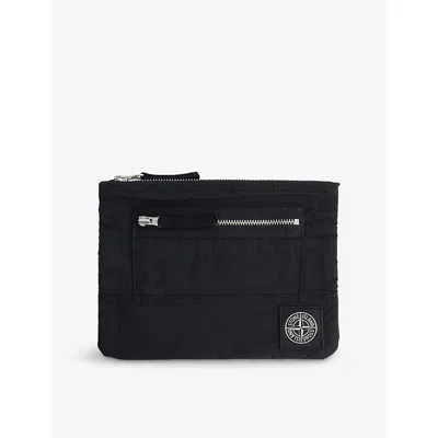Stone Island Mens Black Logo-patch Nylon Patch
